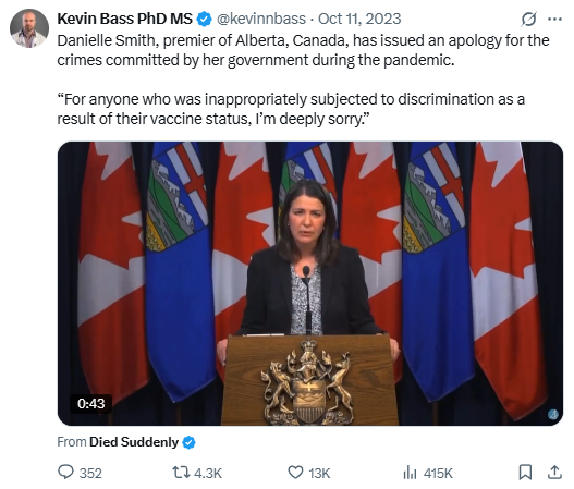 Tweet screenshot -- Oct 11, 2023