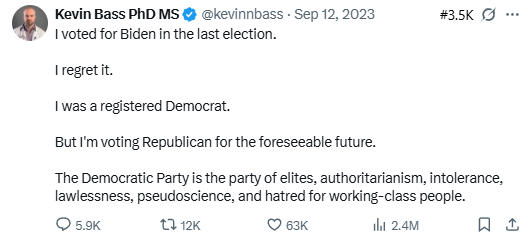 Tweet screenshot -- Sep 13, 2023